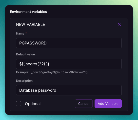 A template variable that will generate a password on deploy