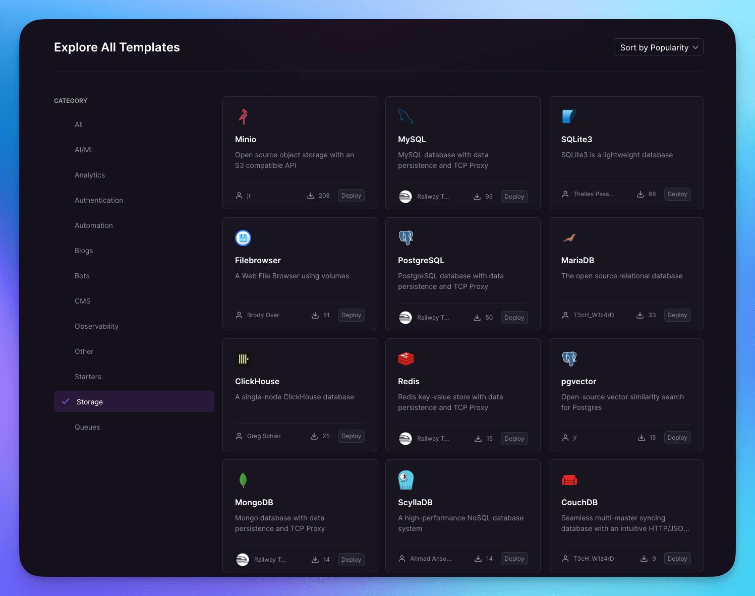 Railway template marketplace