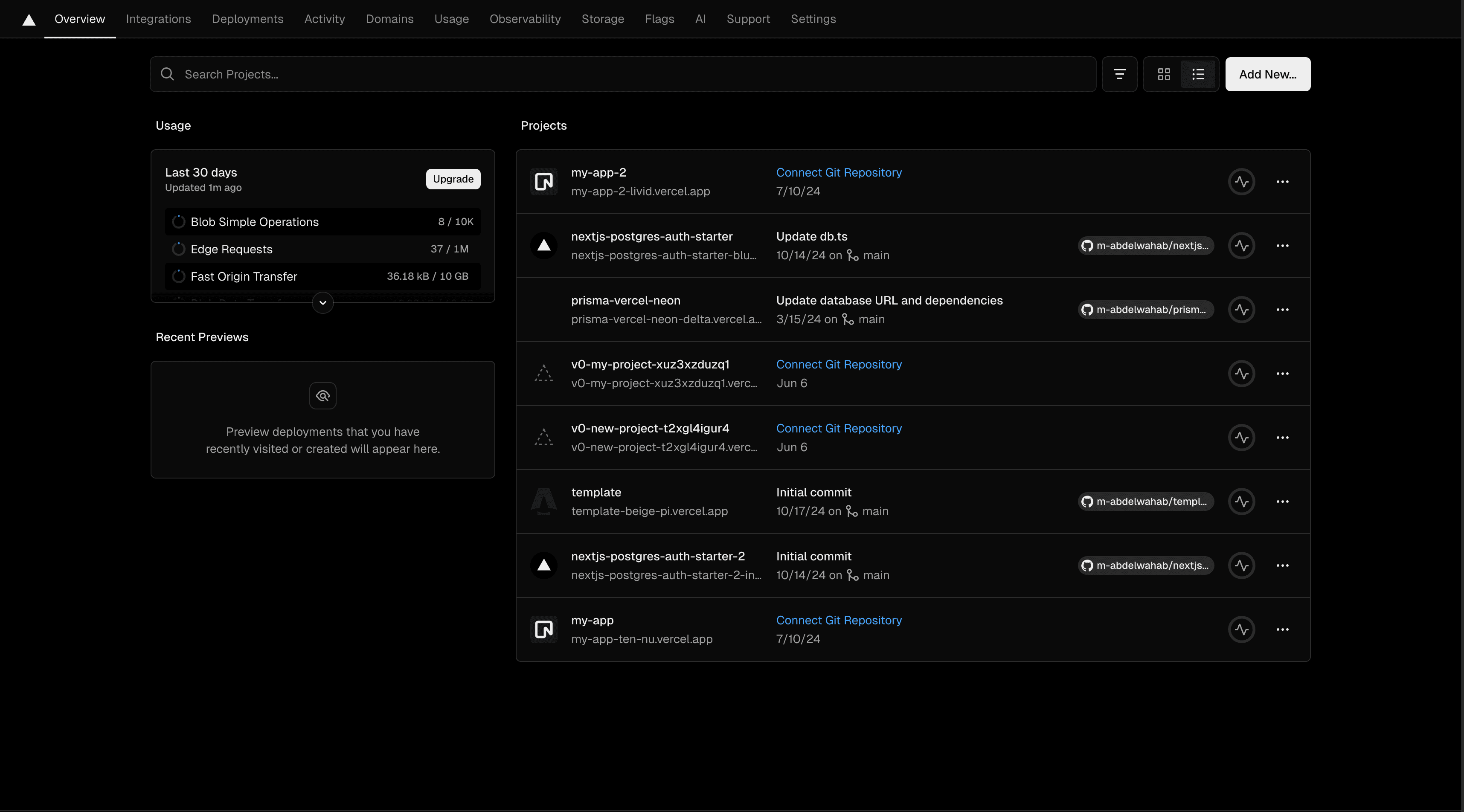 Vercel Dashboard